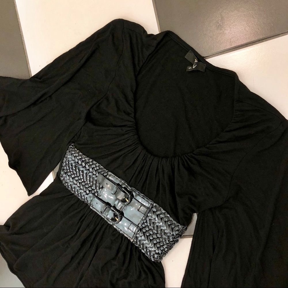 {sky} Sexy Scoop Neck Black Top